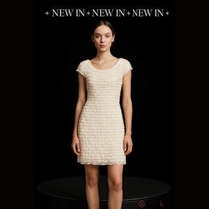 Elegant Off White Ruffled Dress by CACHET
